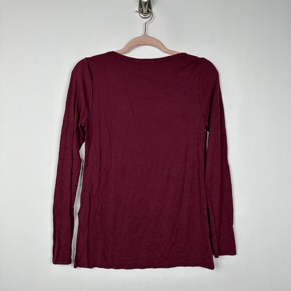 NWT White House Black Market Long Sleeve Wide Scoop Tee Zinfandel XS #WHBM4 - Picture 3 of 10